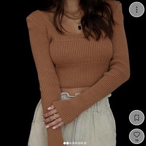 12th Tribe Monarch Orange Knit Crop Top Sweater